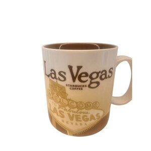 Starbucks 2011 Las Vegas Collectible Mug 14 Oz Ceramic Brown & White Skyline
